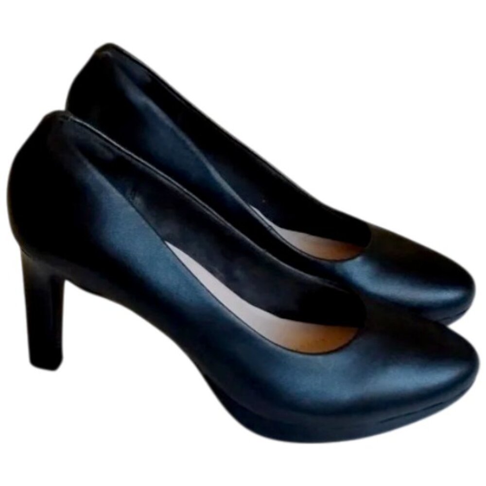 Clarks Collection Ambyr Joy Round Toe Leather Platform Pumps 8.5 Black - Picture 2 of 14